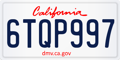 CA license plate 6TQP997