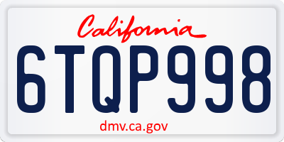 CA license plate 6TQP998