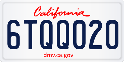 CA license plate 6TQQ020