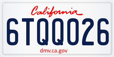 CA license plate 6TQQ026