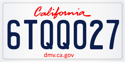 CA license plate 6TQQ027