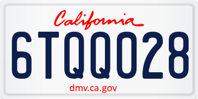 CA license plate 6TQQ028