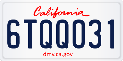 CA license plate 6TQQ031