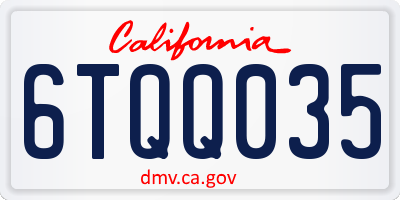 CA license plate 6TQQ035