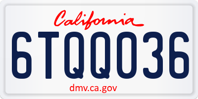 CA license plate 6TQQ036