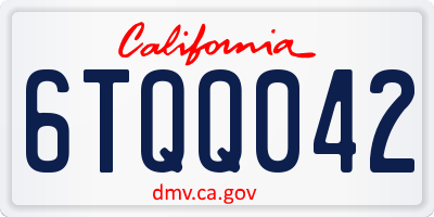 CA license plate 6TQQ042