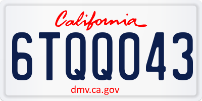 CA license plate 6TQQ043