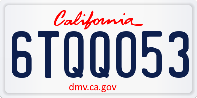 CA license plate 6TQQ053