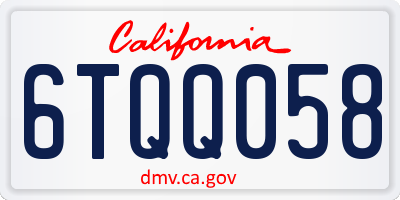 CA license plate 6TQQ058