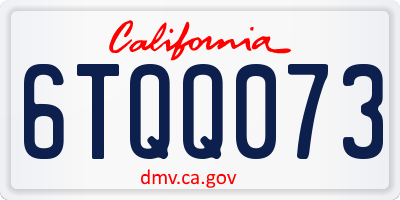 CA license plate 6TQQ073