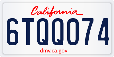 CA license plate 6TQQ074