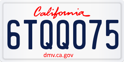 CA license plate 6TQQ075