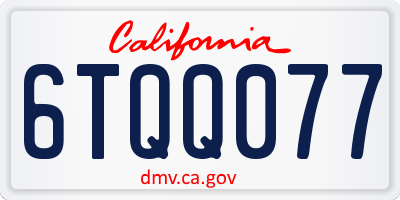 CA license plate 6TQQ077