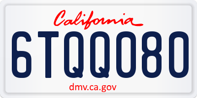 CA license plate 6TQQ080