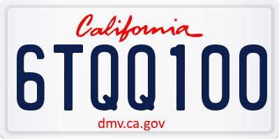 CA license plate 6TQQ100