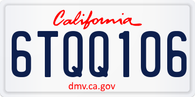 CA license plate 6TQQ106