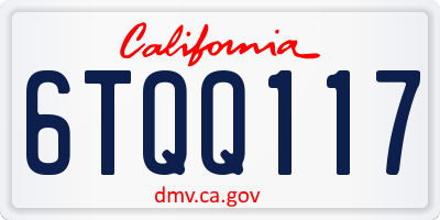 CA license plate 6TQQ117