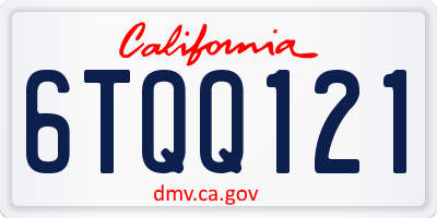 CA license plate 6TQQ121