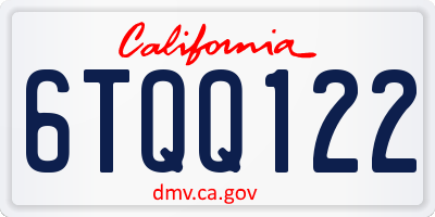 CA license plate 6TQQ122