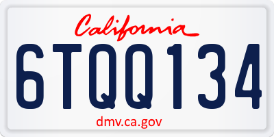 CA license plate 6TQQ134