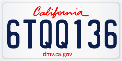 CA license plate 6TQQ136