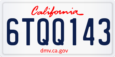 CA license plate 6TQQ143