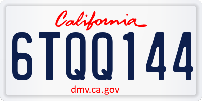 CA license plate 6TQQ144