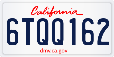 CA license plate 6TQQ162