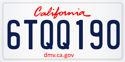 CA license plate 6TQQ190