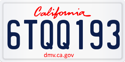 CA license plate 6TQQ193