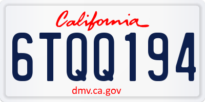 CA license plate 6TQQ194