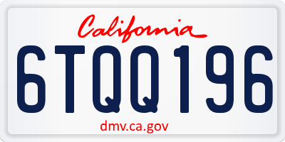 CA license plate 6TQQ196