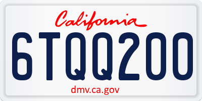 CA license plate 6TQQ200