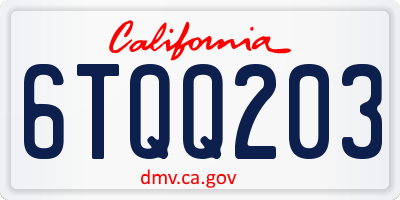 CA license plate 6TQQ203