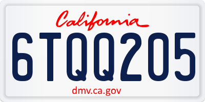 CA license plate 6TQQ205