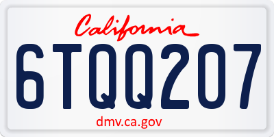 CA license plate 6TQQ207