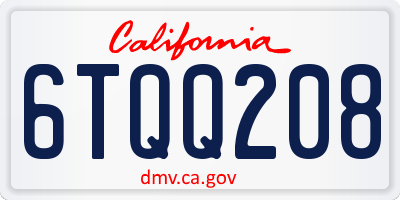 CA license plate 6TQQ208