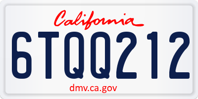 CA license plate 6TQQ212