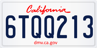 CA license plate 6TQQ213