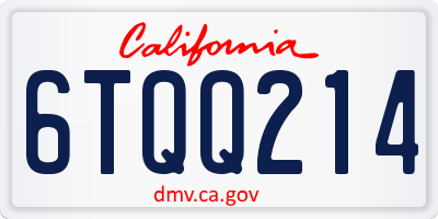 CA license plate 6TQQ214