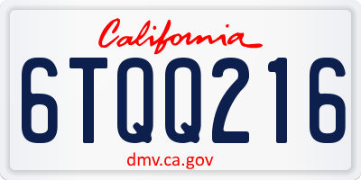 CA license plate 6TQQ216