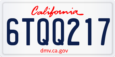 CA license plate 6TQQ217