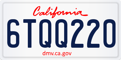 CA license plate 6TQQ220