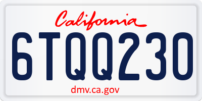 CA license plate 6TQQ230