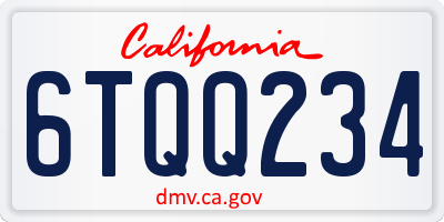 CA license plate 6TQQ234