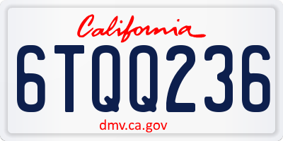 CA license plate 6TQQ236