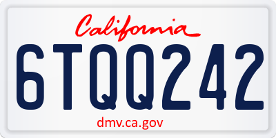 CA license plate 6TQQ242