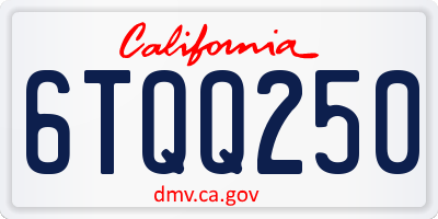 CA license plate 6TQQ250