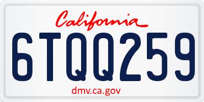 CA license plate 6TQQ259