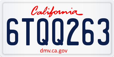 CA license plate 6TQQ263